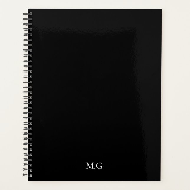 Dark Mode Stationary Glossy Black Agenda Initials (Devant)