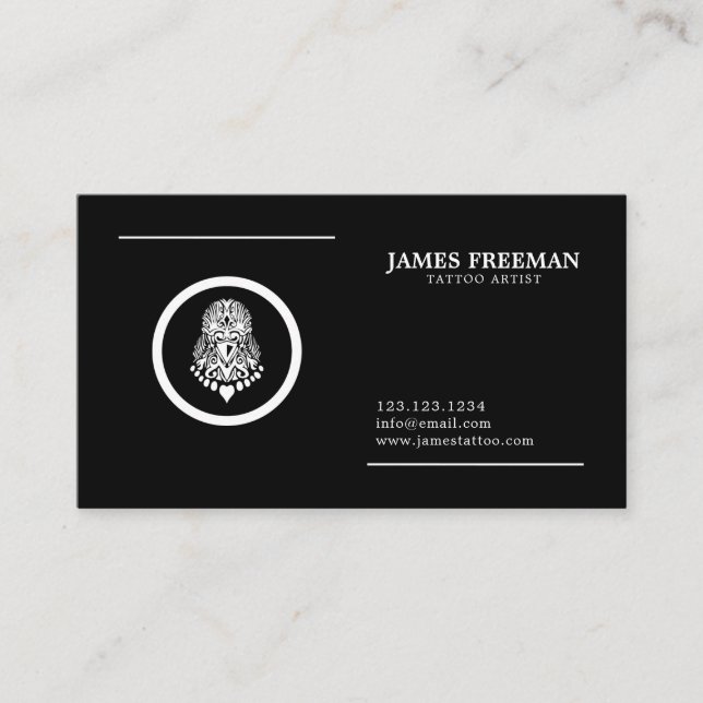 Dark Modern Tattooist Logo Black Tattoo Artist Visitenkarte (Vorderseite)