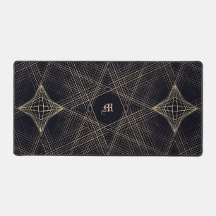Dark Monogram Geometric Star Gothic Stylish Black Schreibtischunterlage