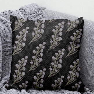 Dark & Moody Art Nouveau Lavender Floral Kissen