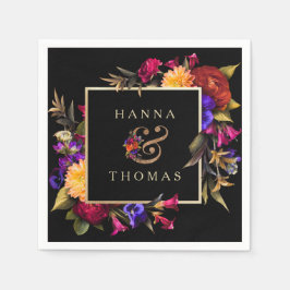 Dark Moody Autumn Floral Wedding Serviette
