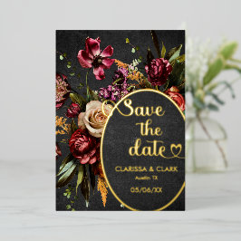 Dark Moody Bold Wild Blume Save the Date Folieneinladung