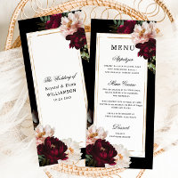Dark Moody Burgundy Blush Floral Gold Wedding