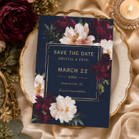 Dark Moody Burgundy Blush Navy Blue Floral Wedding