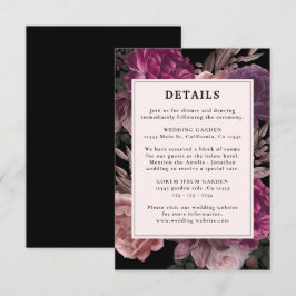 Dark Moody Burgundy & Maroon Floral Black Wedding Begleitkarte