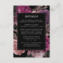 Dark Moody Burgundy & Maroon Floral Black Wedding Begleitkarte