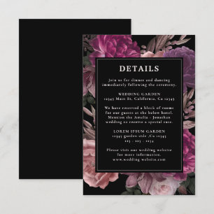 Dark Moody Burgundy & Maroon Floral Black Wedding Begleitkarte