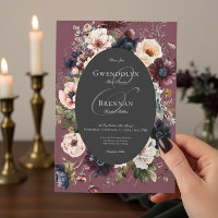 Dark Moody Burgundy Schwarz Oval Floral Frame