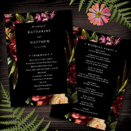 Dark + Moody Elegant Floral Black Wedding Programm