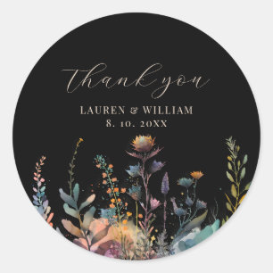 Dark Moody Elegant Floral Black Wedding Vielen Dan Runder Aufkleber