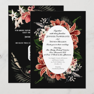 Dark Moody Faire-part de mariage QR Code Botanique