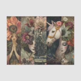 Dark Moody Fantasy Garden Collage Decoupage Seidenpapier