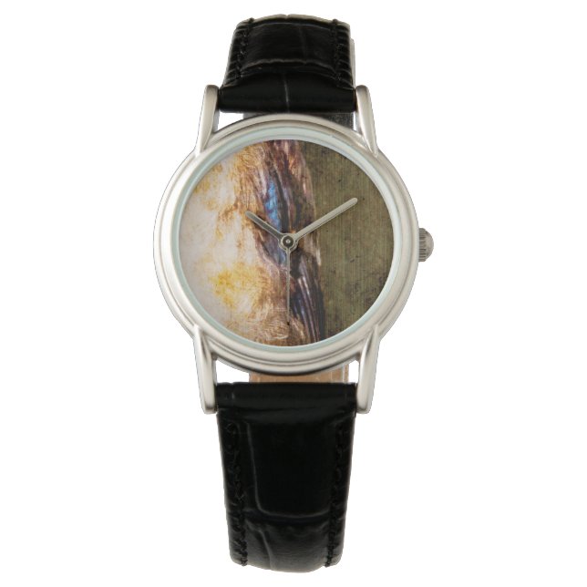 Dark Moody Feather Abstract Designer Watch  Armbanduhr (Vorderseite)