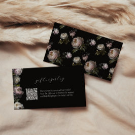 Dark Moody Floral Baby Shower Gift Registry Enclos Begleitkarte