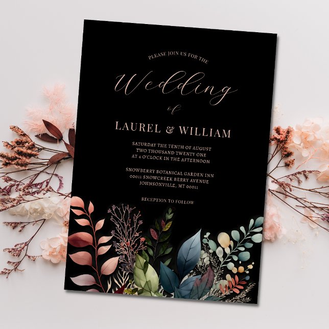 Dark Moody Floral Black Elegante Hochzeit Einladung (Von Creator hochgeladen)