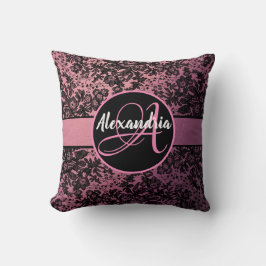 Dark Moody Floral on Pink Monogram Kissen