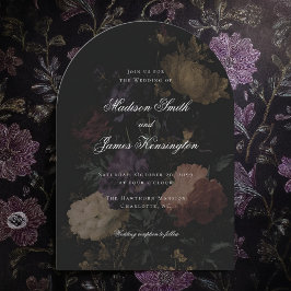 Dark Moody Floral Romantic Black Peony Wedding Einladung
