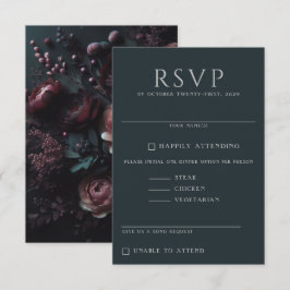 Dark Moody Floral RSVP Karte