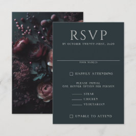 Dark Moody Floral RSVP Karte