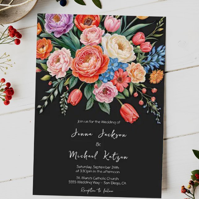 Dark Moody Floral Still Life Elegante Hochzeit Einladung (Von Creator hochgeladen)