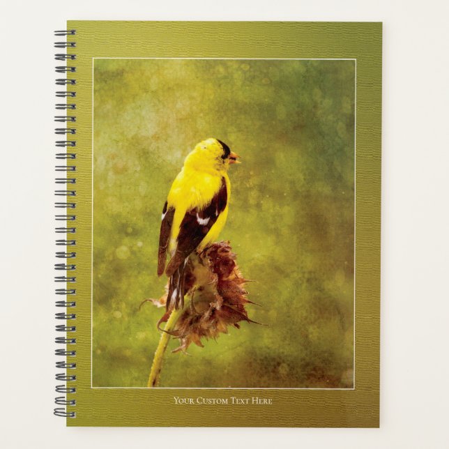 Dark Moody Goldfinch Custom Planner | Bird Art Planer (Vorderseite)