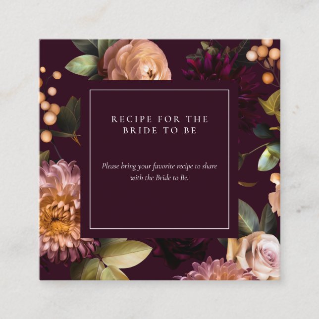 Dark Moody Gothic Floral Brautparty QR Code Begleitkarte (Vorderseite)