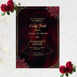 Dark Moody Gothic Red Roses Elegant Bridal Shower Einladung