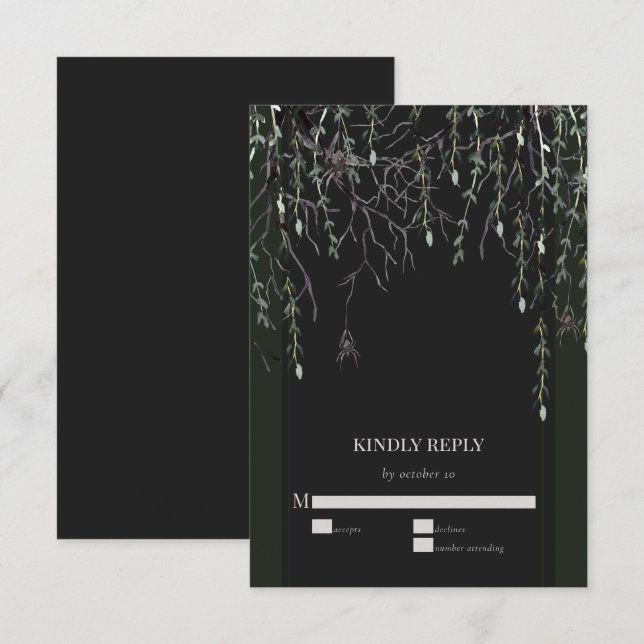 Dark Moody Gothic Wedding RSVP Karte (Vorne/Hinten)
