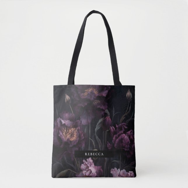 Dark Moody Lila Dramatics Florals Bridesmaid Tasche (Vorderseite)