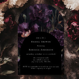 Dark Moody Lila Gothic Floral Brautparty Arch Einladung