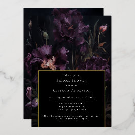 Dark Moody Lila Gothic Florals Brautparty Folieneinladung