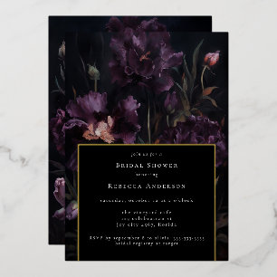 Dark Moody Lila Gothic Florals Brautparty Folieneinladung
