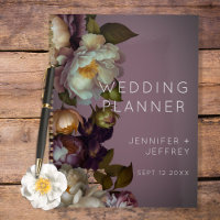 Dark Moody Mauve Floral Moderne Mariage Inviter
