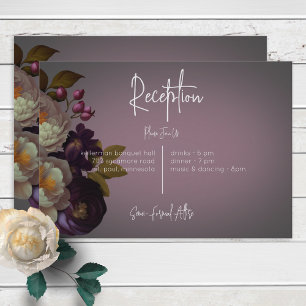 Dark Moody Mauve Floral Moderner Empfang Begleitkarte