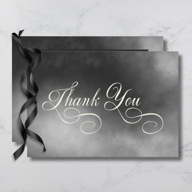 Dark Moody Midnight Black Fog Wedding Dankeskarte (Dark Moody Midnight Black Fog QR Code Wedding Thank You Card)