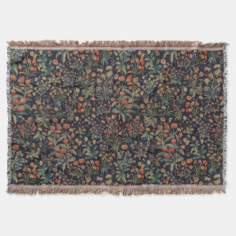 Dark Moody Midnight Forest Floral Botanical Decke