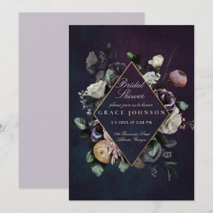 Dark Moody Night Floral Wedding Brautparty Einladung