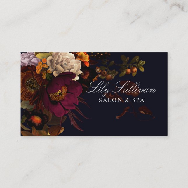 Dark Moody Night Herbstflorlogo Visitenkarte (Vorderseite)