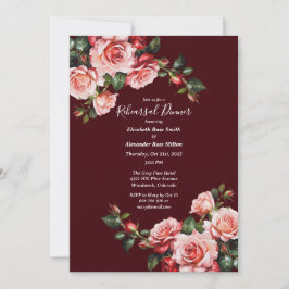 Dark moody pink and red roses Rehearsal Dinner Einladung