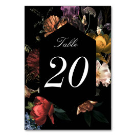 Dark Moody Romantic Dutch Floral Wedding Tischnummer