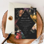 Dark Moody Romantic Floral Brautparty Einladung<br><div class="desc">Dunkle Schmucktöne floralen inspiriert von holländischen Meistern. Passen Sie die Rautenfarbe und die Hintergrundfarbe auf der Vorder- und Rückseite an. Der gesamte Text ist bearbeitbar.</div>