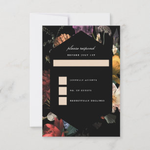 Dark Moody Romantic Floral Dutch Painterly RSVP Karte