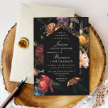 Dark Moody Romantic Floral Dutch Painterly Wedding Einladung<br><div class="desc">Dark jewel toned florals inspired by dutch masters. Customize the diamond color and background color on the front and the back. All of the text is editable.</div>
