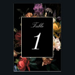 Dark Moody Romantic Floral Dutch Wedding Tischnummer<br><div class="desc">Ein Format für "Table card",  auch auf Einladungspapier in größeren Größen wie 12x18 erhältlich</div>