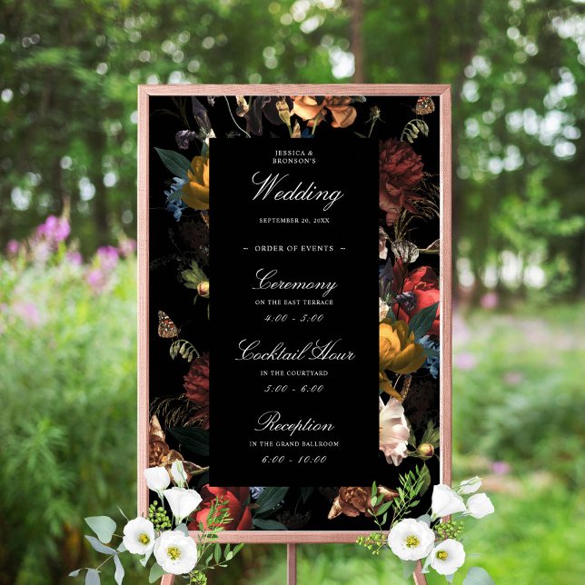 Dark Moody Romantic Floral Dutch Wedding Willkomme Poster (Von Creator hochgeladen)