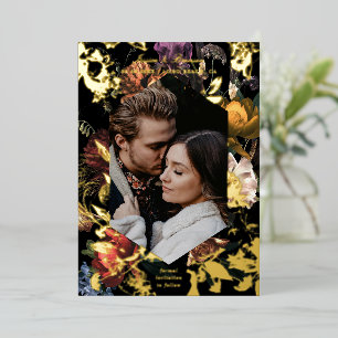 Dark Moody Romantic Floral Foto Save the Date Folieneinladung