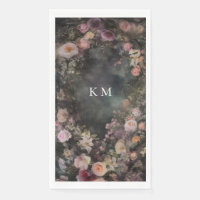 Dark Moody Romantic Floral Monogram Wedding
