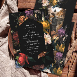 Dark Moody Romantic Floral Niederländisch Save the Einladung