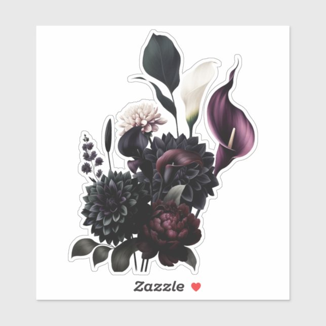 Dark Moody Romantic Floral White Wedding Aufkleber (Blatt)
