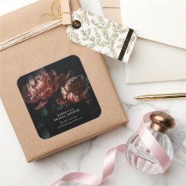 Dark Moody Romantic Florals Brautparty Quadratischer Aufkleber